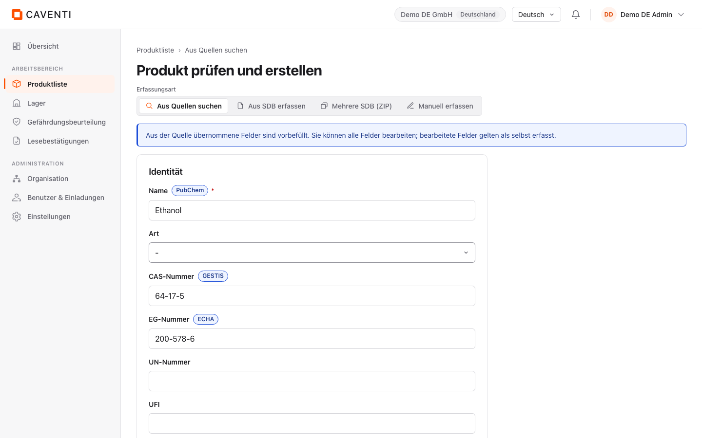Prüfschritt vor der Übernahme eines Suchtreffers.